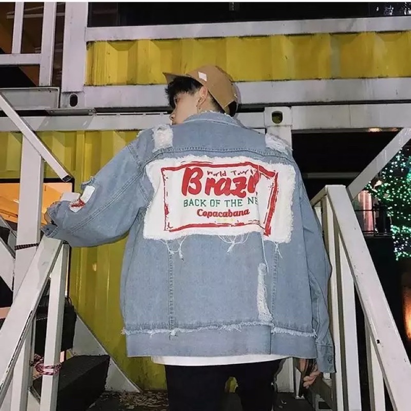 Áo khoác jeans bò brazil in denim jacket thời trang UniSex Nam nữ