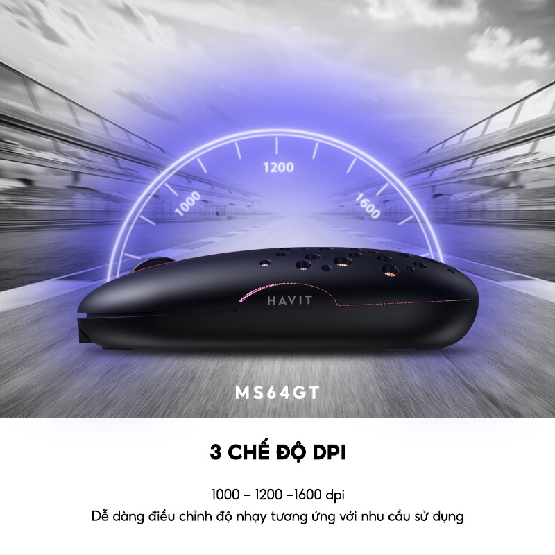 【Giao hàng nhanh】Chuột Không Dây HAVIT MS64GT, Tích Hợp 3 Chế Độ DPI, Thiết Kế Công Thái Học Nhiều Màu Sắc - Chính Hãng