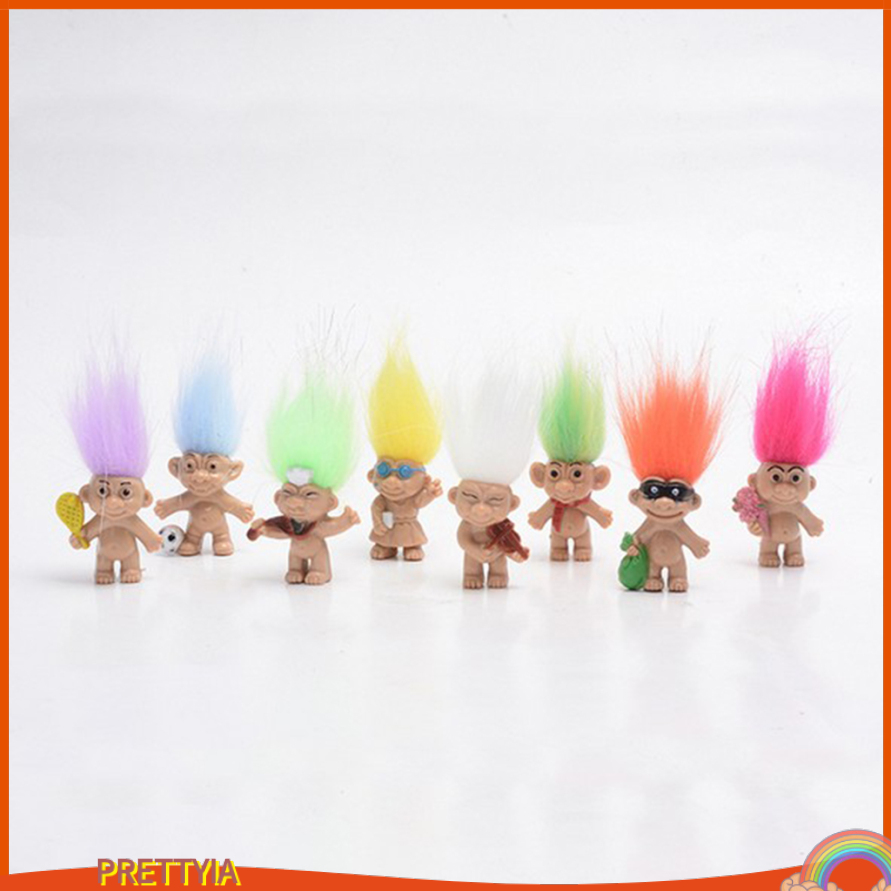 Set 8 Mô Hình Búp Bê Troll May Mắn Phong Cách Cổ Điển Trang Trí Bánh Kem