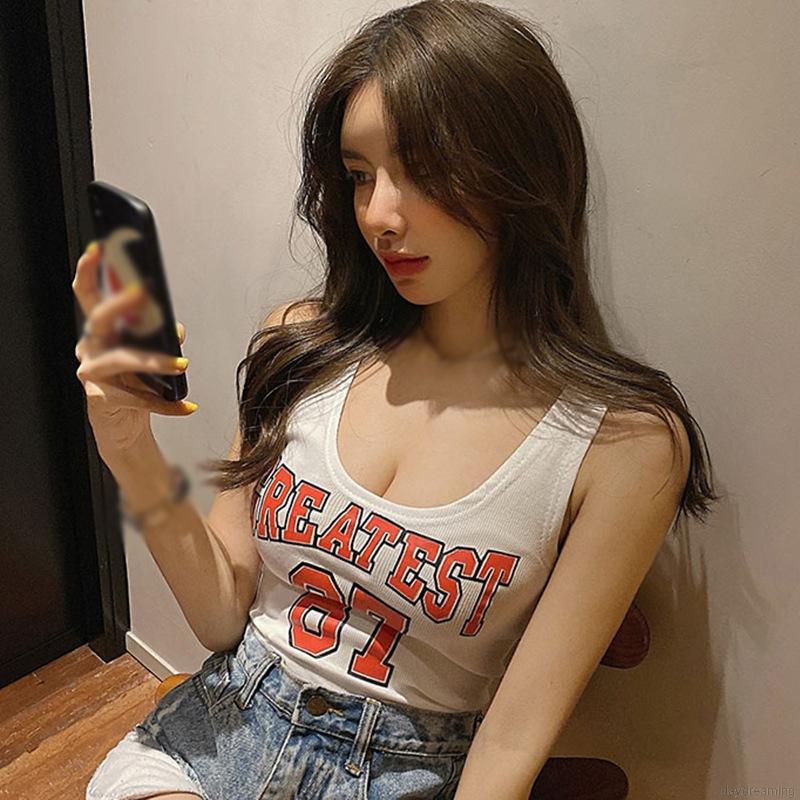 Áo Hai Dây Và Ba Lỗ Áo Croptop Áo Sát Nách Cổ Chữ u In Chữ Phong Cách Trẻ Trung Năng Động Thời Trang Cho Nữ