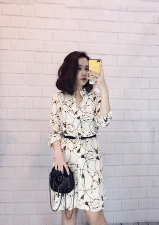 Đầm sơ mi lụa 3 màu: đỏ, đen, trắng