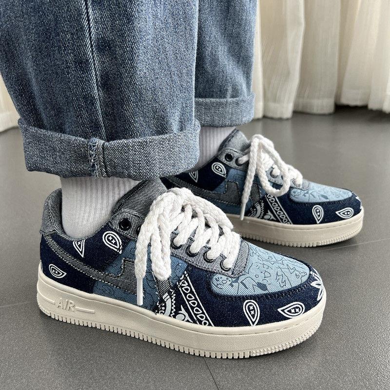 Giày Thể Thao Vải Denim Thoáng Khí Phong Cách Hong Kong Cổ Điển Dễ Phối Đồ Thời Trang Cho Nam Và Nữ