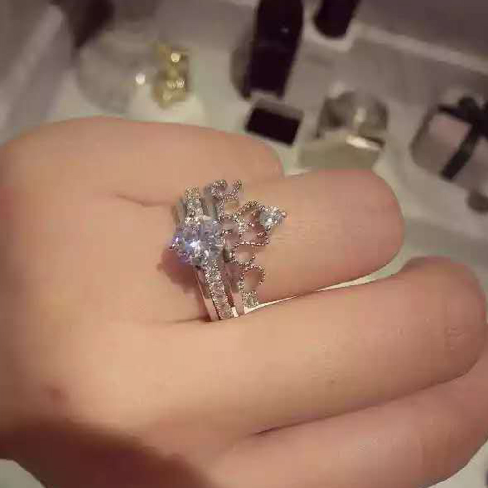 Nhẫn Hở Đính Đá Zircon 2 Trong 1 Thời Trang Cho Nữ
