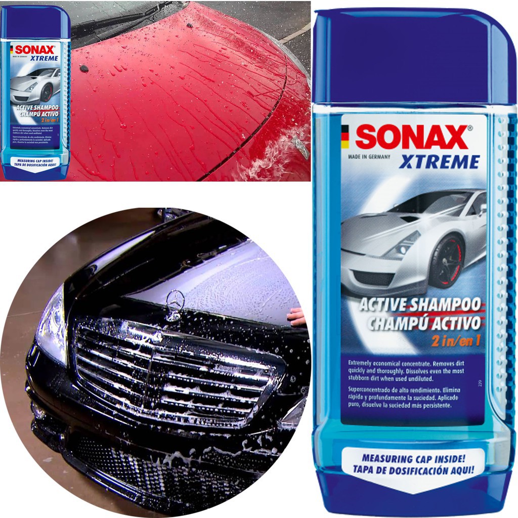 SONAX - Nước Tẩy Rửa Các Chất Bẩn Nặng/Bóng Loáng Xe (Sonax Xtreme Active Shampoo 2 in1 - 500ml)  [Hàng Đức Chính Hãng]