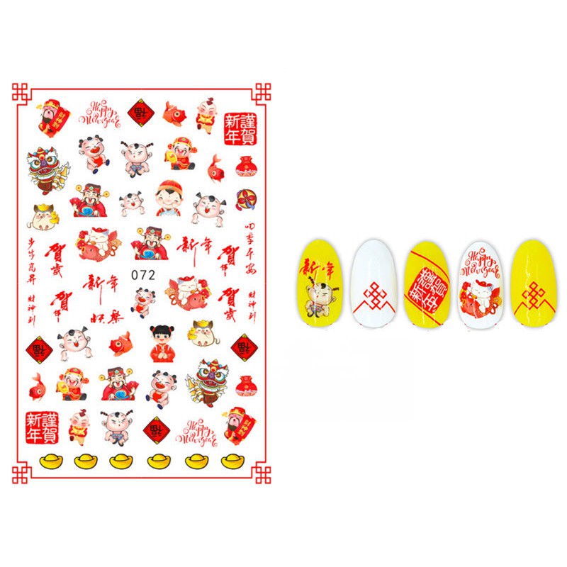 Nail Sticker Hình Mèo Thần Tài May Mắn - Dán Móng Tay 3D Tuyệt Đẹp