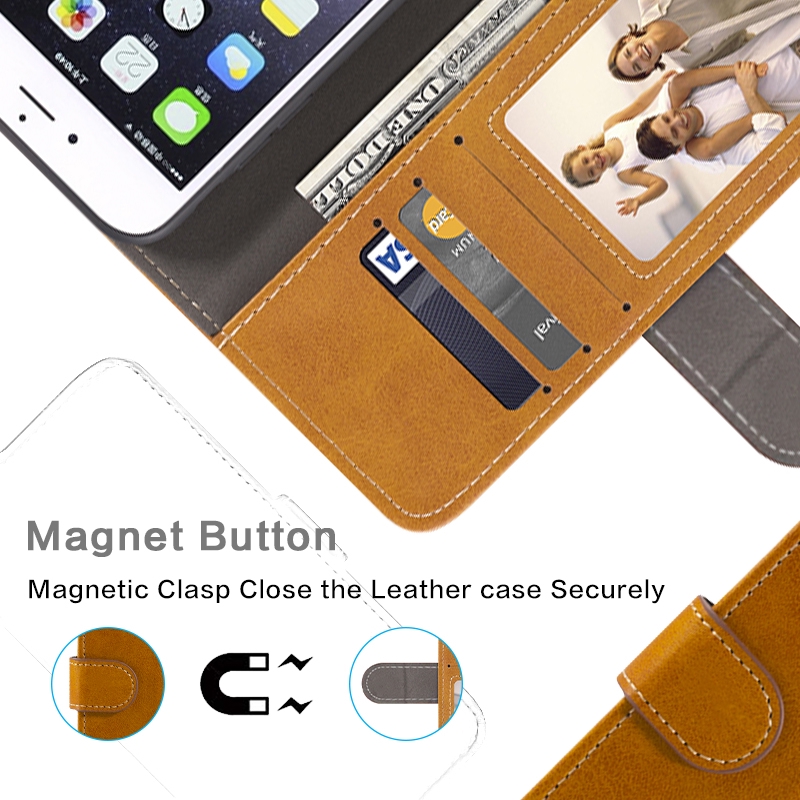 Bao da điện thoại kiểu ví nắp lật từ tính có ngăn đựng thẻ thời trang cho ITEL P51