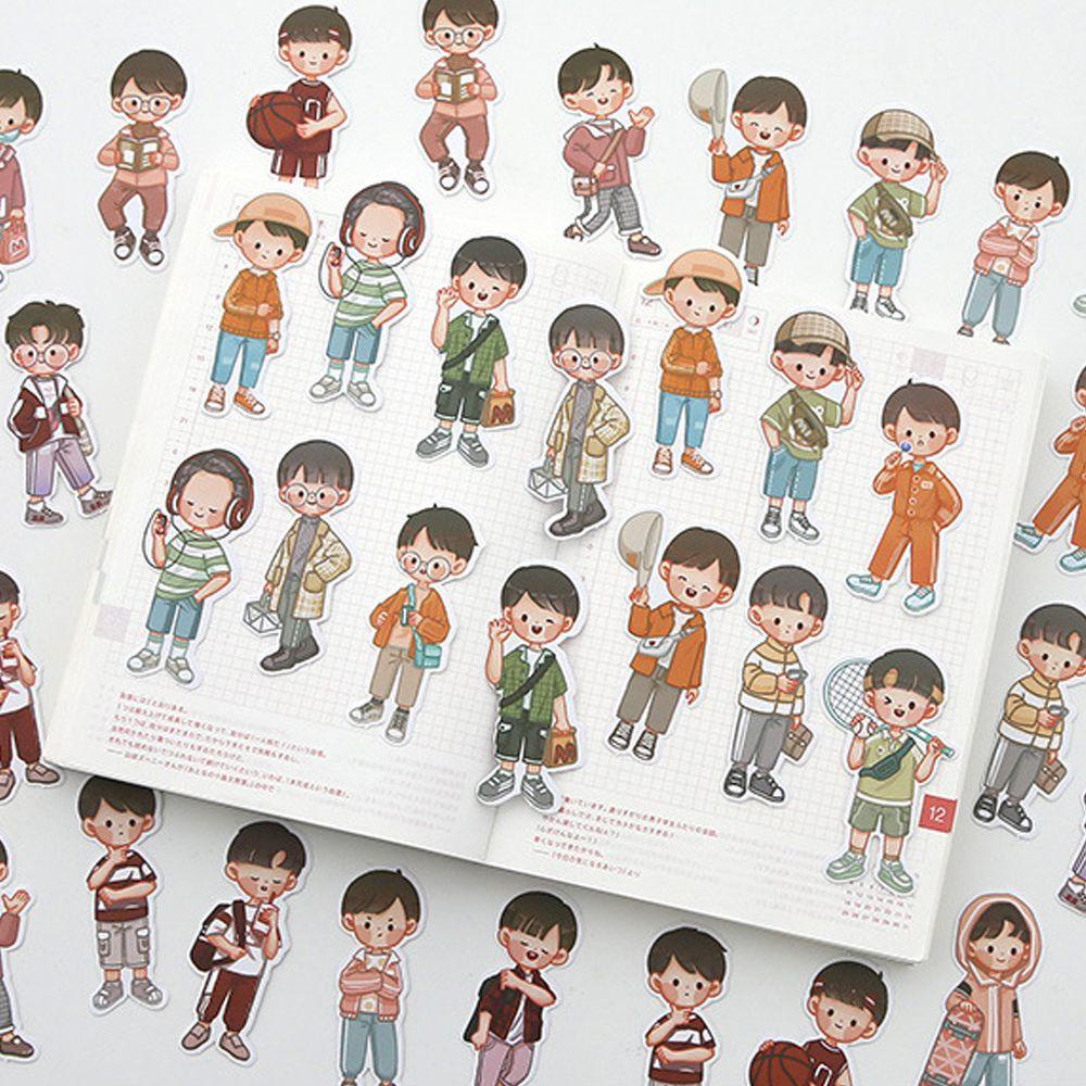 PEWANY Cute DIY Scrapbooking Stationery Album Stationery Sticky Wears Boy&amp;Girl Sticker Waterproof Diary Decor Cartoon Decals Label Diary Kawail Four Seasons Wearing Decorative Stickers