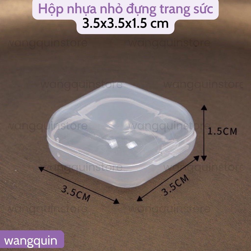 Hộp Nhựa Nhỏ Trong Suốt Đựng Trang Sức Mini 3.5x3.5x1.5cm bỏ túi tiện lợi đựng phụ kiện nhỏ đựng trang sức nắp đậy chắc