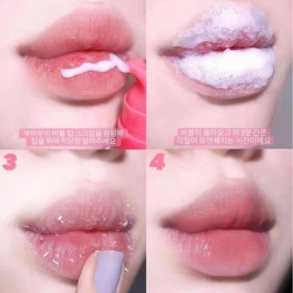 Gel sủi cực lành tính, làm bong tróc da chết, siêu mềm môi Unpa Bubi Bubi Bubble Lip Scrub