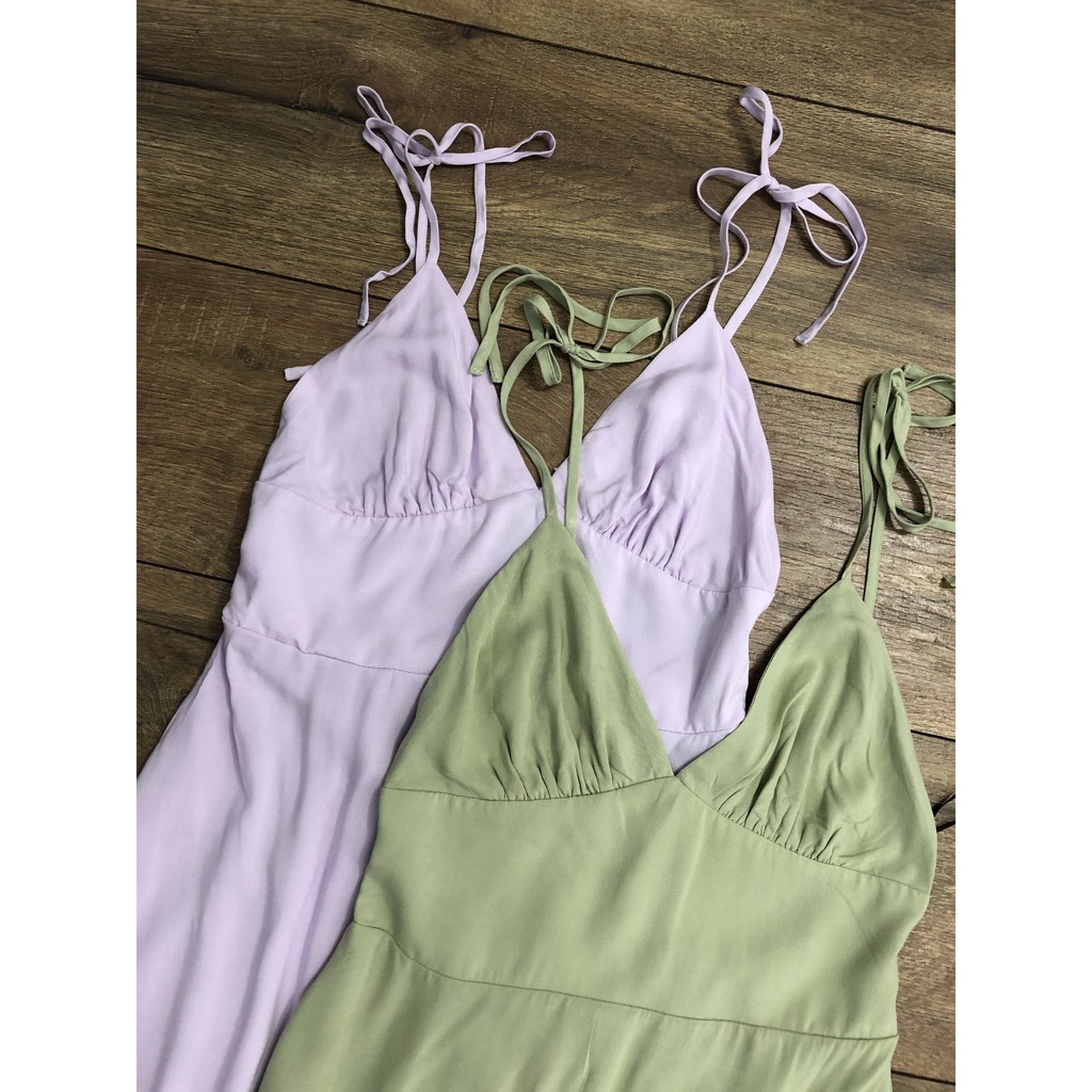 Đầm midi cột nơ vai