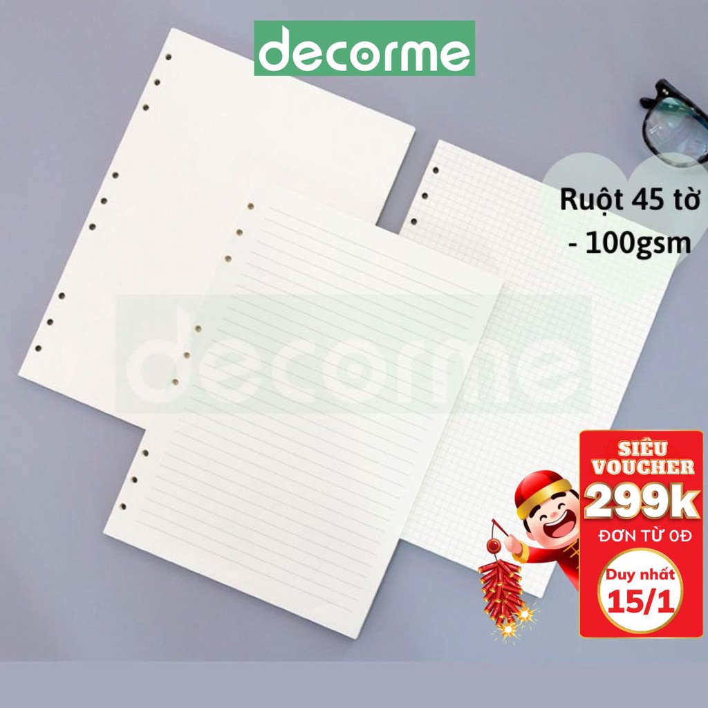 Binder B5 9 lỗ DecorMe sổ còng giấy refill B5 9 lỗ làm sổ take notes ghi bài
