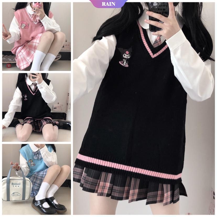 Áo Khoác Len Cổ Chữ V In Họa Tiết Hoạt Hình Cinnamoroll My Melody Sanrio Dễ Thương Thời Trang Xuân Thu Cho Nữ