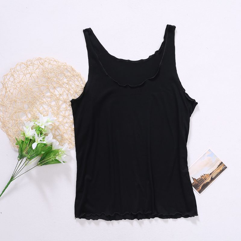 Áo tank top không tay cổ khoét sâu màu sắc trơn quyến rũ cho nữ<br />