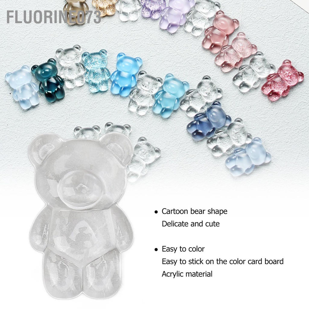 [Hàng mới về] 50 phụ kiện đính móng tay màu trong suốt acrylic họa tiết hoạt hình dễ thương gấu nghệ thuật