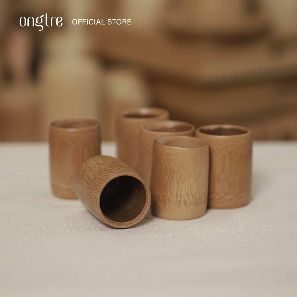 Bộ 5 chén trà bằng tre, cao cấp, sang trọng, khắc tên logo làm quà tặng - ONGTRE