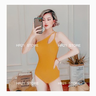 𝗛𝗥𝟮𝟭Bikini Một Mảnh Lệch Vai Quai Mảnh Tôn Dáng Màu Vàng Nghệ Sành Điệu [Đồ Bơi Nữ Vải Hàn Quốc]