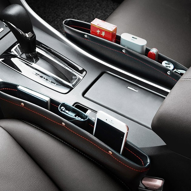 Hot 1 X Túi Da PU Đựng Đồ Gắn Khe Hở Ghế Ngồi Xe Hơi Sắp Xếp Gọn Gàng