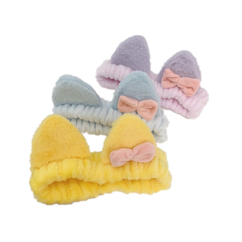 Băng Đô Cài Tóc Rửa Mặt Co Giãn Bản Rộng Bằng Vải Lông Hình Bướm Dễ Thương Phong Cách Hàn Quốc Cho Nữ