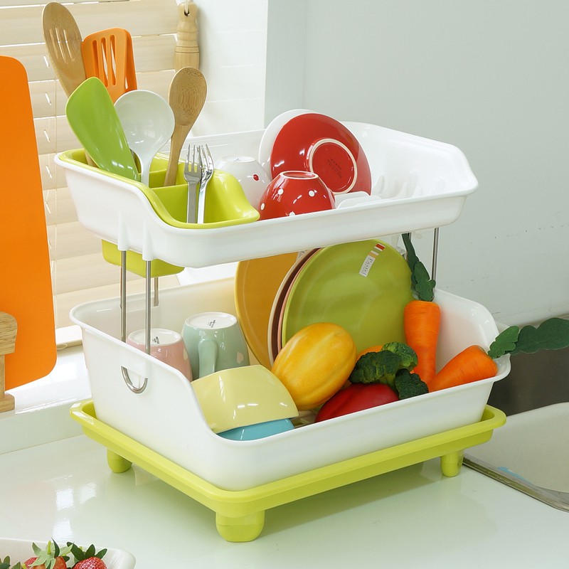 Giá úp bát 2 tầng có khay hứng nước
