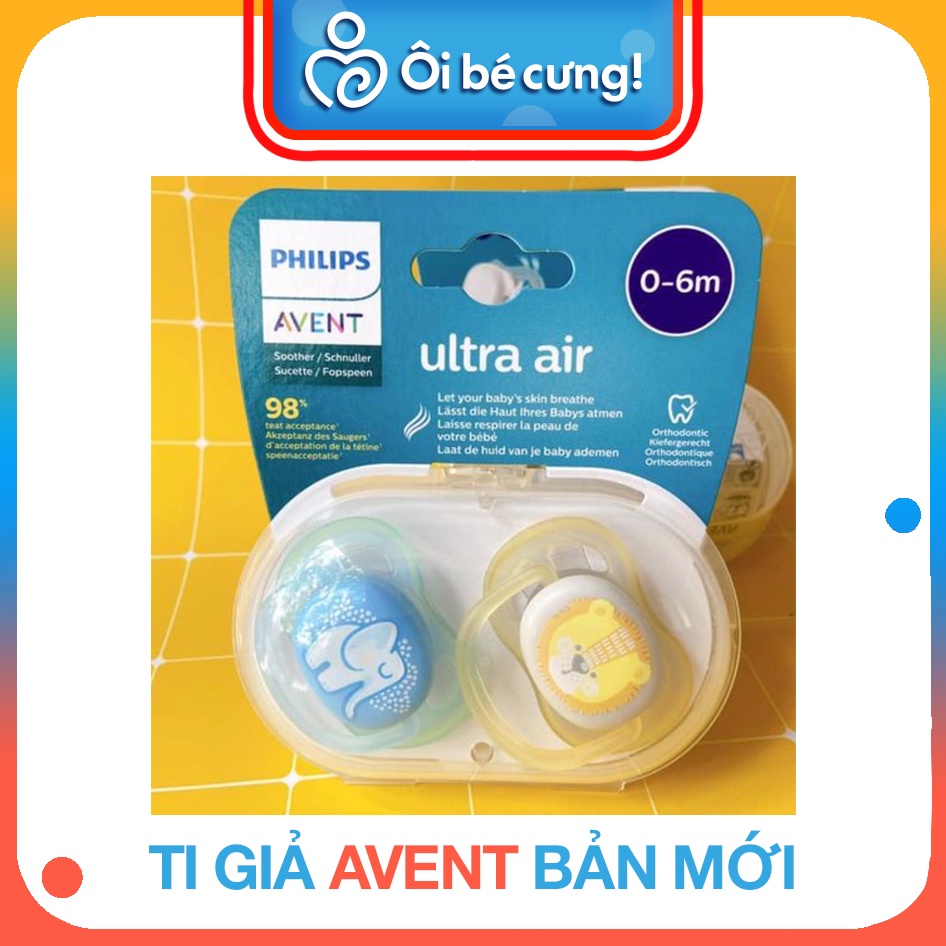 [BẢN MỚI NHẤT 2021] Ti giả chỉnh nha đầu dẹt Philips Avent Ultra Air [Cam kết chính hãng] ÔI BÉ CƯNG PK.45