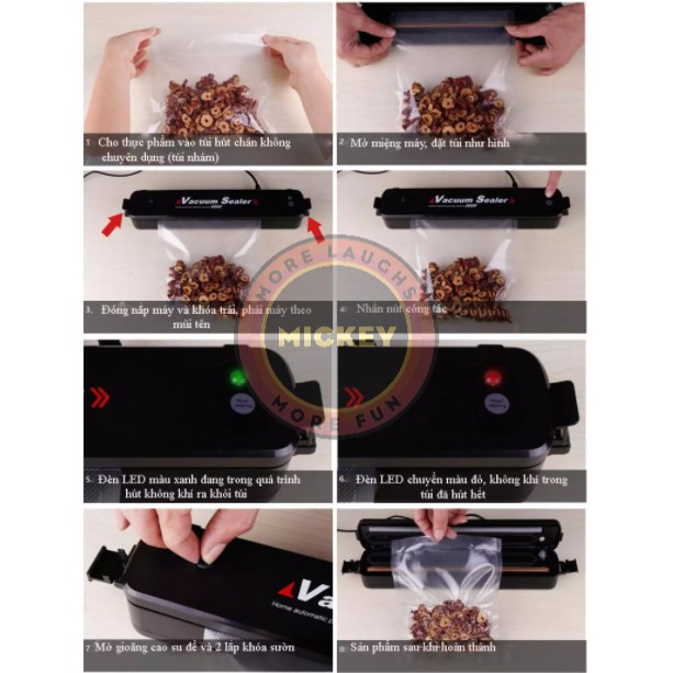 (Tặng 10 túi) Máy hút chân không thực phẩm Vacuum Sealer bảo quản thực phẩm tiện lợi, hút khỏe, hết khí