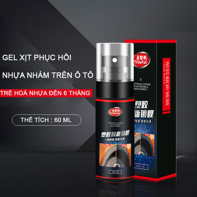 Dung dịch vệ sinh phục hồi nhựa nhám đen ô tô TRUEFUL phms03 khôi phục chống lão hóa trên các chi tiết nhựa xe 60ml