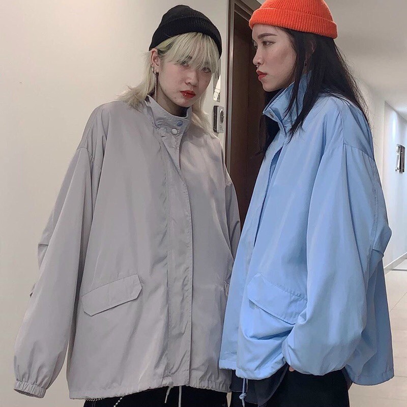 Áo khoác Gió 2 lớp tay bồng form thụng, Áo khoát dù Ulzzang Unisex chống nắng gió