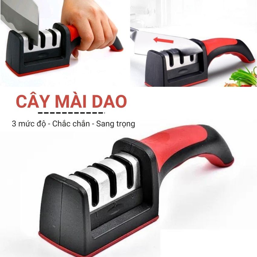 Dụng cụ mài dao cầm tay nhỏ gọn, cây mài dao mini đa năng chất liệu thép không gỉ thiết kế 3 rãnh mài sắc bén Angola