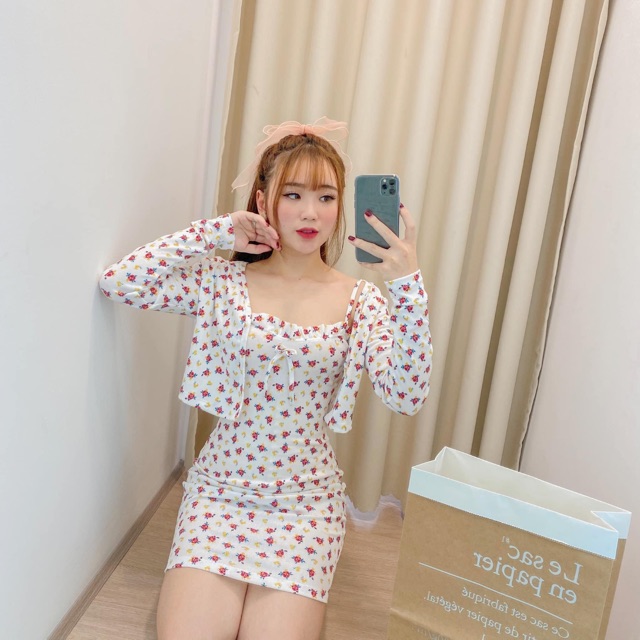 SET ĐẦM BODY KÈM KHOÁC HOA