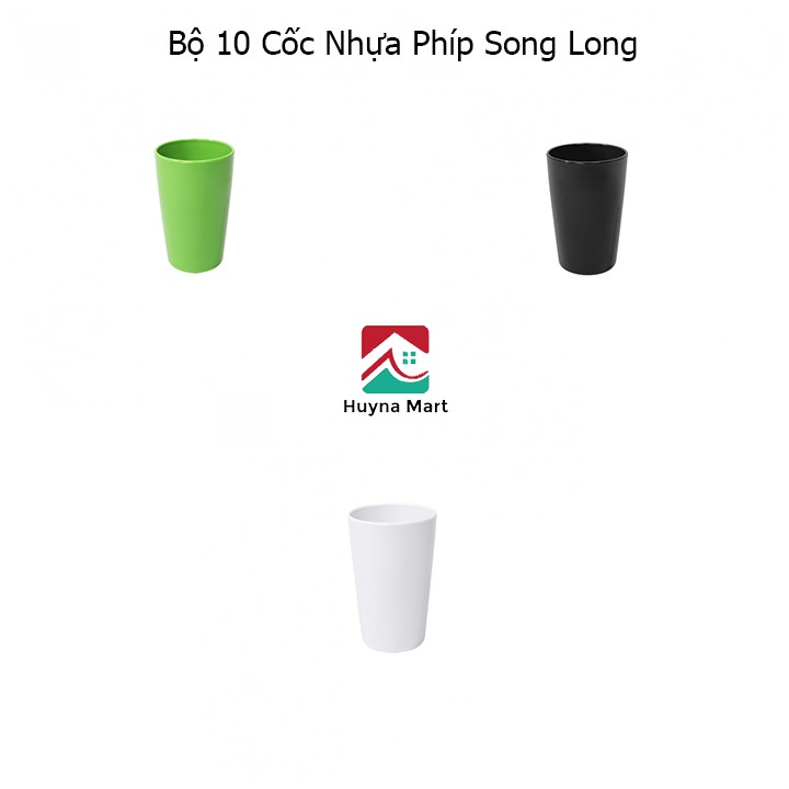 Combo 10 Cốc Nhựa Phíp Nhà Hàng Cỡ 8-9-10 Đủ Màu