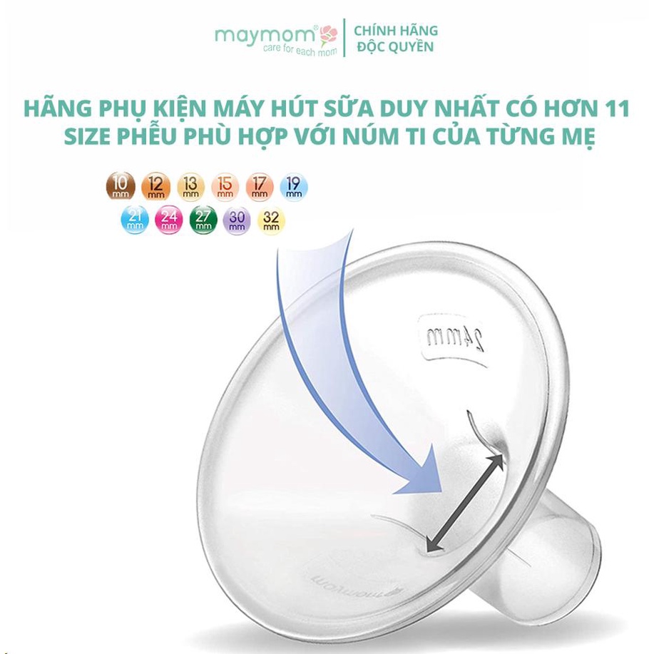 Bộ Phụ Kiện Máy Hút Sữa Dùng Bình Sữa Cổ Rộng Sản Xuất bởi Maymom, Tương Thích Máy Spectra-Avent-Fatz-Cimilre