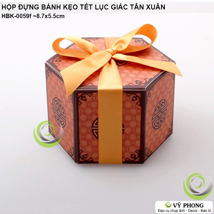 SET 5 HỘP GIẤY ĐỰNG BÁNH KẸO QUÀ TẾT LỤC GIÁC TRANG TRÍ CÁC DỊP LỄ NĂM MỚI HÌNH HOA ANH ĐÀO TẾT XUÂN HBK-40,0059