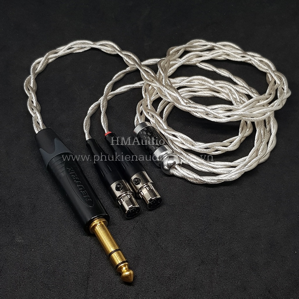 Dây tai nghe đồng mạ bạc OFC 1.8mm tết 4 - Connector miniXLR 4Pin Audeze LCD2/3/4