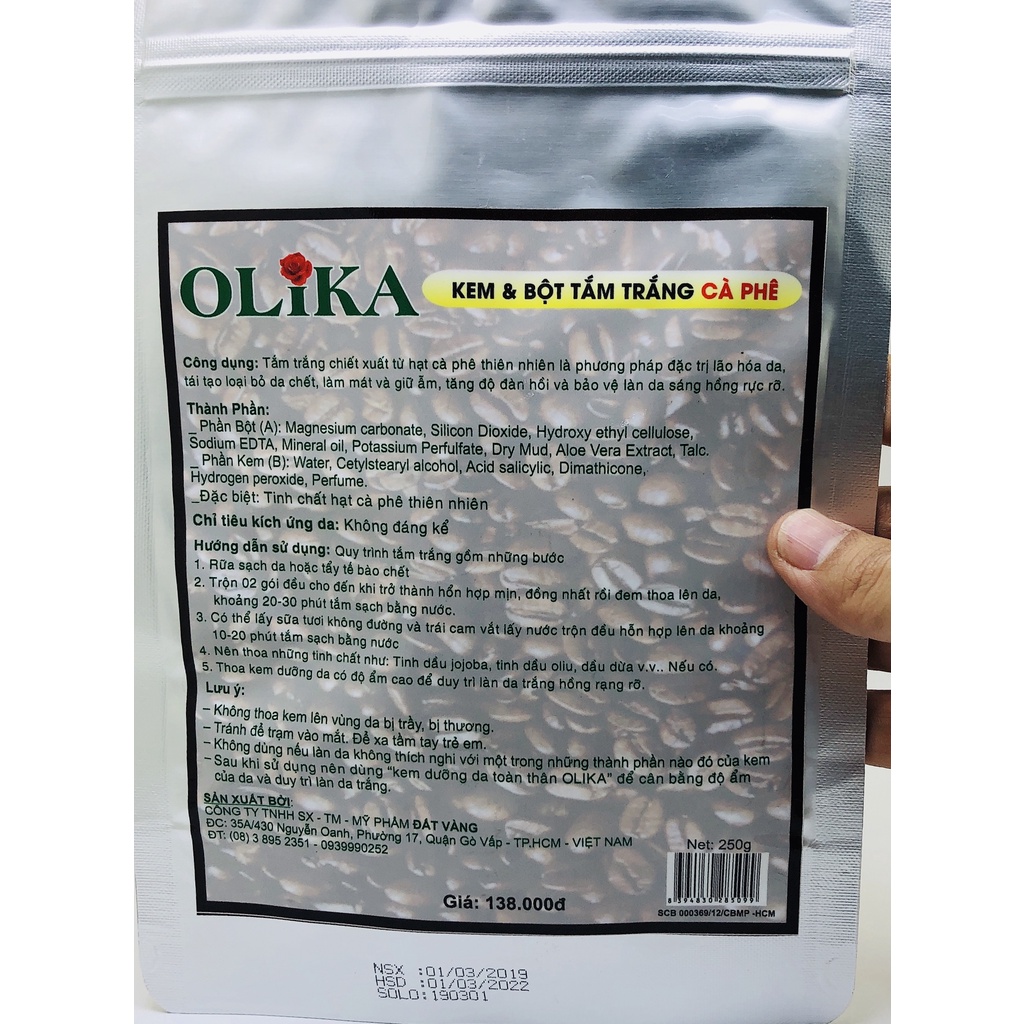 Tắm trắng Cà Phê tắm trắng Olika 250g