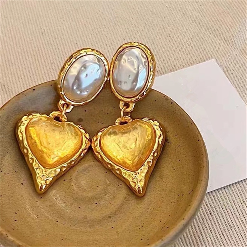 Khuyên tai ETRENDY hình trái tim lớn phong cách vintage cho phái nữ