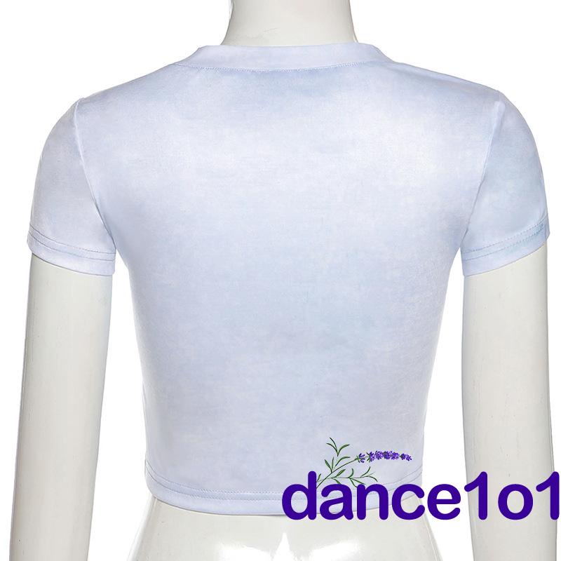 Áo thun tay ngắn họa tiết bướm nhuộm màu độc đáo quyến rũ dành cho nữ