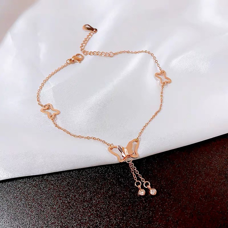 Lắc chân bằng thép titan phong cách Hàn Quốc thời trang chống nước/chống dị ứng hình số la mã/cáo/đồng xu nhỏ/cá nhỏ