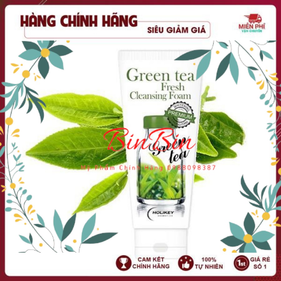 [Hàng Nhập Khẩu - Chính Hãng] Sữa rửa mặt trắng da - sữa rửa mặt Trà Xanh làm mát dịu da, ngừa mụn Holikey Hàn Quốc.