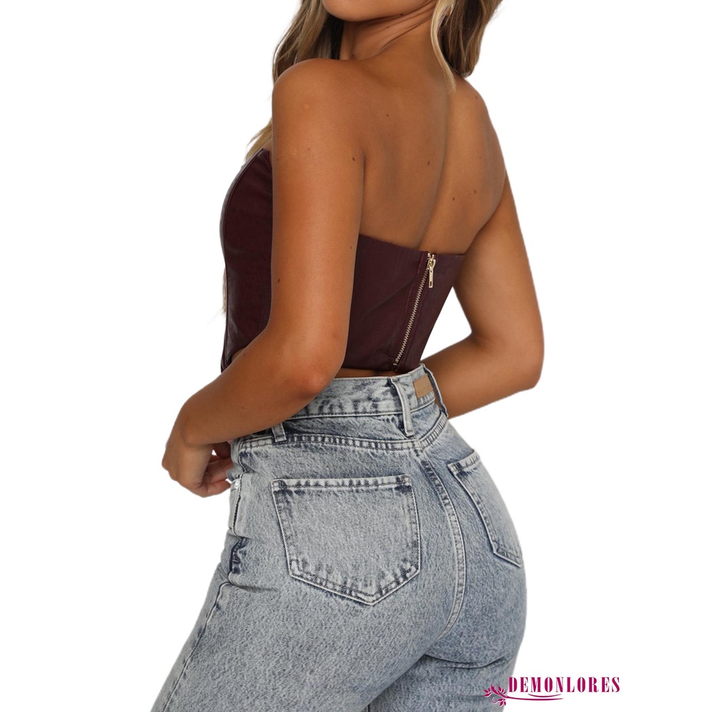 Áo ống bằng da PU nâng ngực thời trang quyến rũ cho nữ