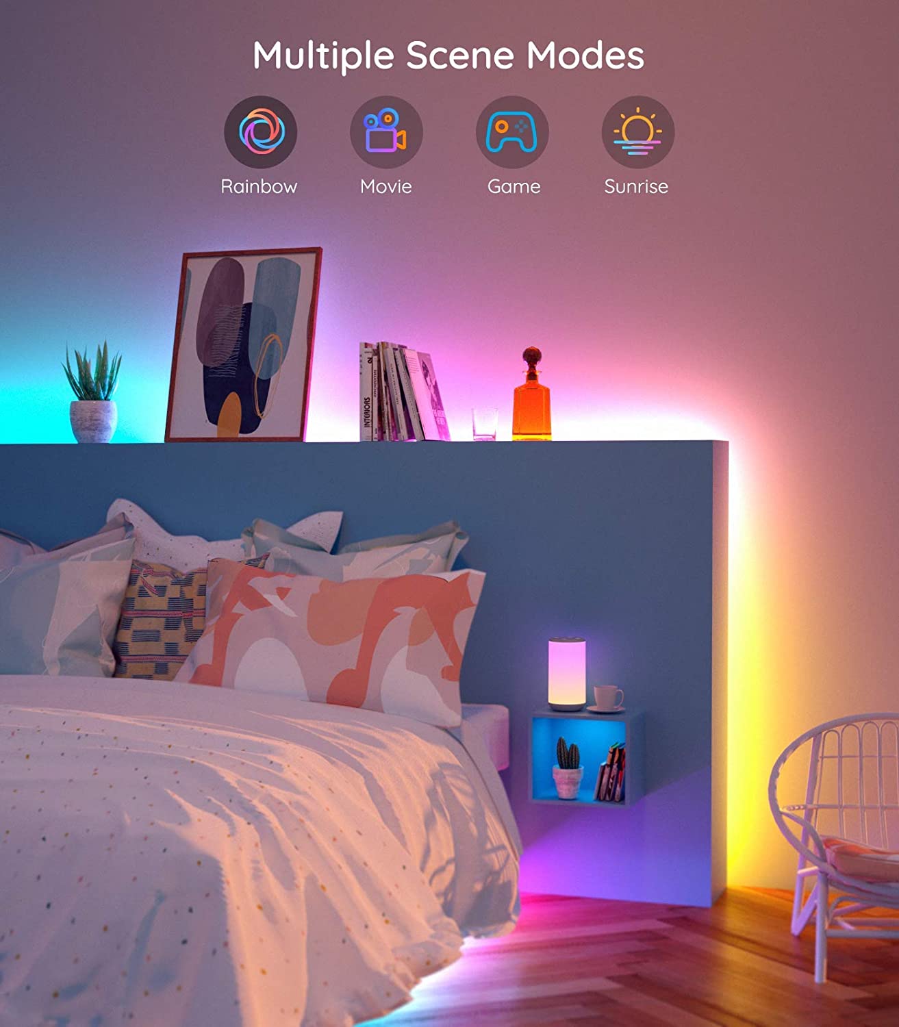 Cuộn Dây Đèn Led 16.4ft Rgbic Wifi Không Dây Kèm Phụ Kiện Hỗ Trợ Alexa Google (Không Hỗ Trợ 5g) | BigBuy360 - bigbuy360.vn