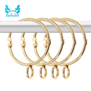Bộ 30 móc treo rèm hình tròn màu vàng bằng kim loại chống gỉ có vòng nhỏ bên dưới để treo móc tiện dụng/ cỡ 1.5inch