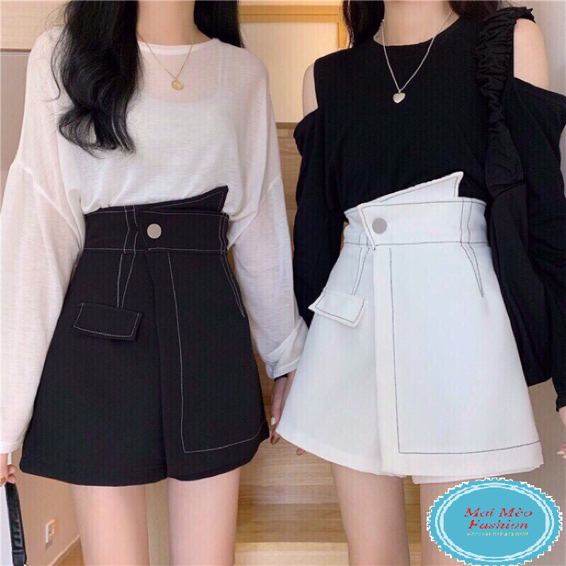 (HOT 2021) VÁY CHỮ A VẠT CHÉO VIỀN CHỈ NỔI,QUẦN GIẢ VÁY VẠT CHÉO VIỀN CHỈ NỔI