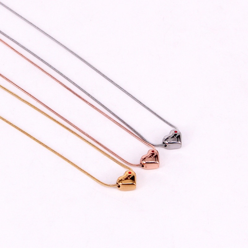 Dây Chuyền Mì Mặt Trái Tim Titan Ko Han Rỉ TT 3834