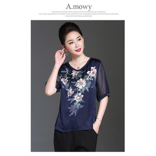 Áo lụa trung niên tay voan cao cấp