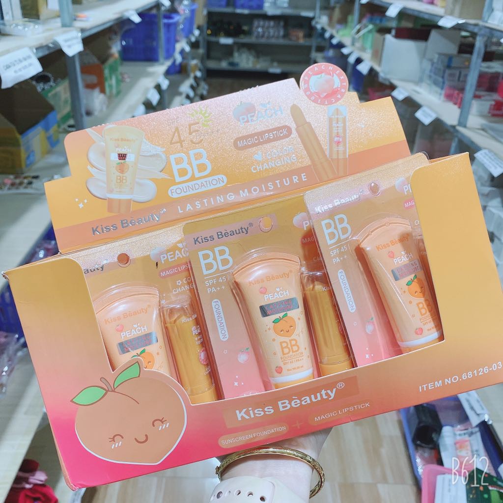 Set 2 lọ son dưỡng + kem nền chống nắng Spf 45+ V1