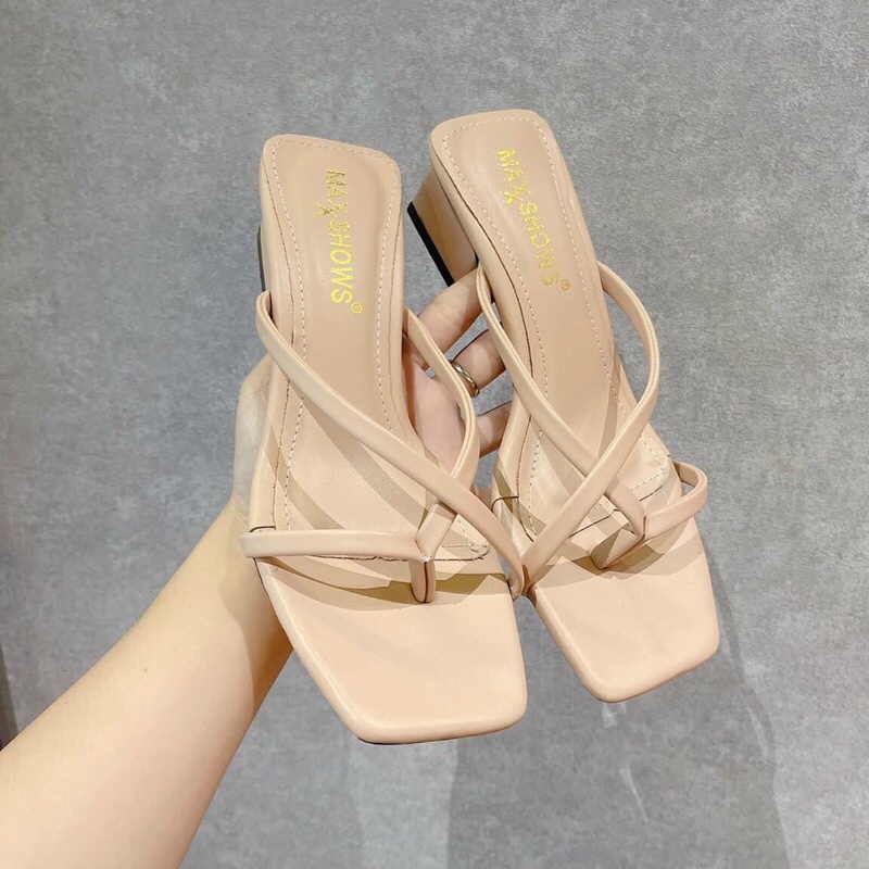 Dép nữ xỏ ngón 3 phân gót vuông thời trang