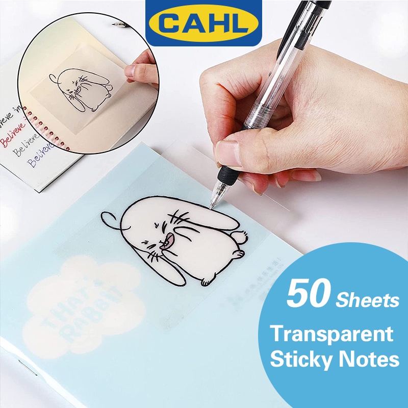 Set 50 Tờ Giấy Ghi Chú Tự Dính Trong Suốt Chống Thấm Nước Tiện Dụng