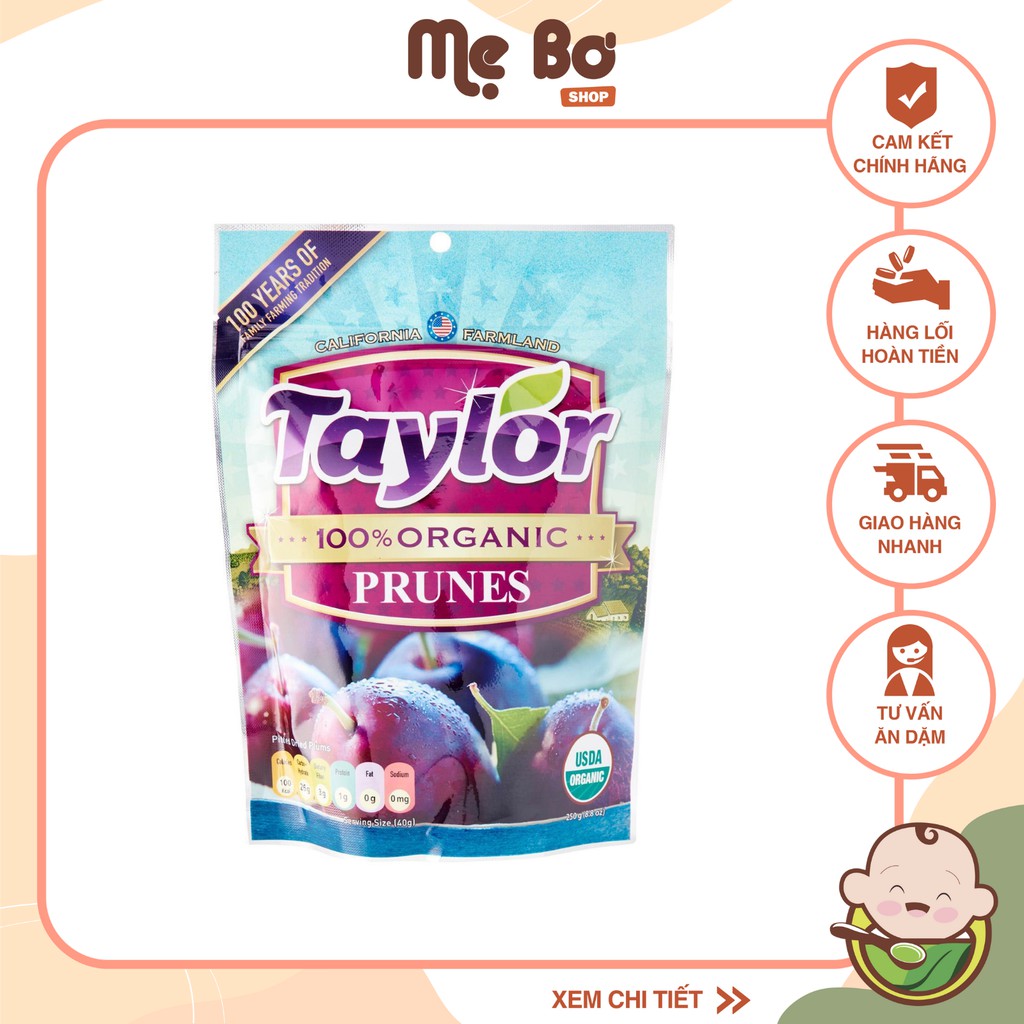 [Mã GROSALEHOT giảm 8% đơn 250K] [TAYLOR] MẬN KHÔ HỮU CƠ TAYLOR 250g