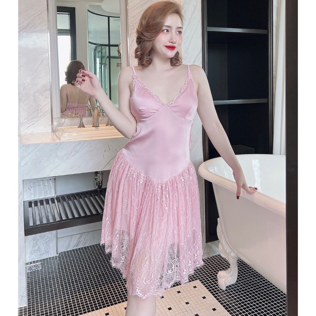 Váy ngủ sexy MIKY, Đầm ngủ sexy lụa Latin Chất Siêu Mát Dáng Siêu Xinh &lt; 65kg