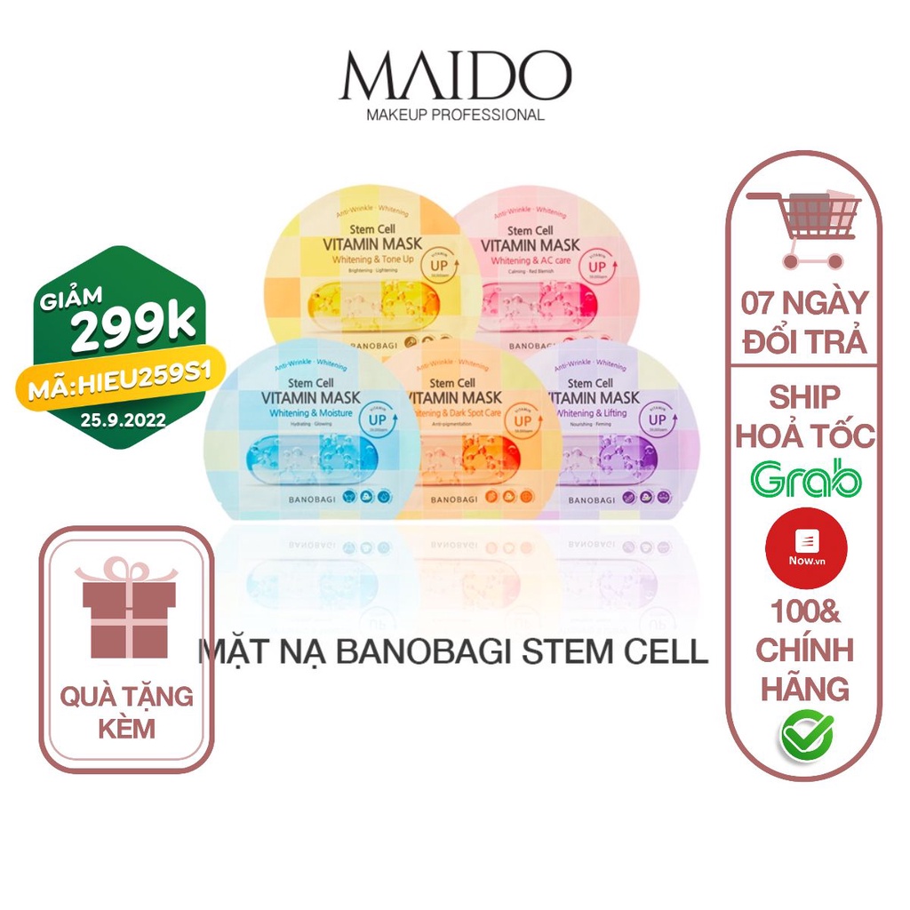 Mặt nạ giấy Banobagi Mask phiên bản nâng cấp Dưỡng Ẩm Trắng Da Chống Lão Hoá Giảm Mụn MAIDO COSMETICS
